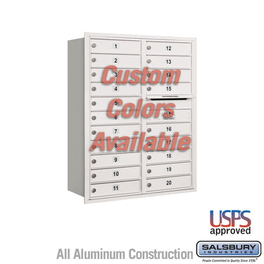 Recessed Mounted 4C Horizontal Mailbox - 11 Door High Unit (41 3/8 Inches) - Double Column - 20 MB1 Doors - Custom Color - Rear Loading - USPS Access